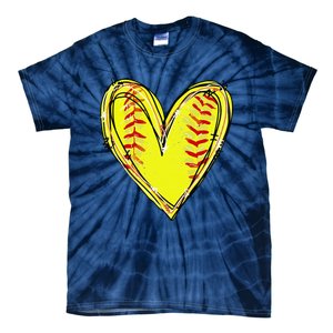 Funny Softball Heart Softball Game Day Softball Mom Lovers Gift Tie-Dye T-Shirt