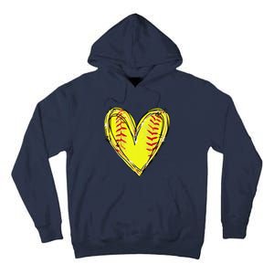 Funny Softball Heart Softball Game Day Softball Mom Lovers Gift Tall Hoodie