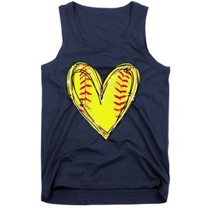 Funny Softball Heart Softball Game Day Softball Mom Lovers Gift Tank Top