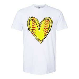 Funny Softball Heart Softball Game Day Softball Mom Lovers Gift Softstyle CVC T-Shirt