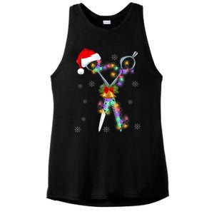 Funny Scissor Hairstylist Santa Christmas Hair Stylist Xmas Ladies PosiCharge Tri-Blend Wicking Tank