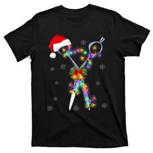 Funny Scissor Hairstylist Santa Christmas Hair Stylist Xmas T-Shirt