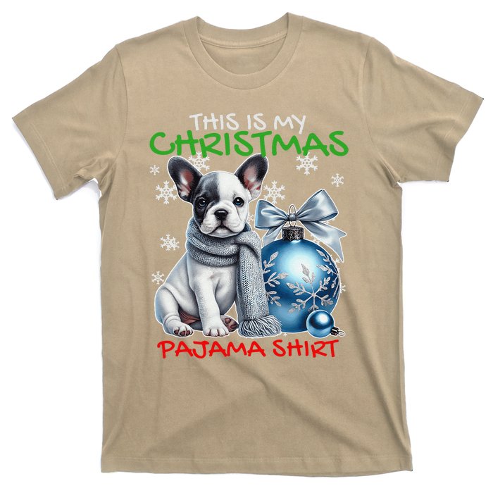 Frenchie Santa Hat & Christmas Lights Cute French Bulldog T-Shirt