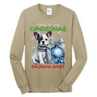 Frenchie Santa Hat & Christmas Lights Cute French Bulldog Tall Long Sleeve T-Shirt