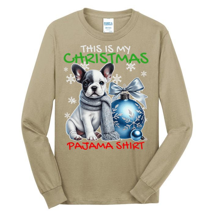 Frenchie Santa Hat & Christmas Lights Cute French Bulldog Tall Long Sleeve T-Shirt