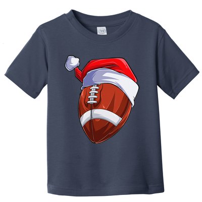 Football Santa Hat Christmas Pajama Cool Sport XMas Toddler T-Shirt