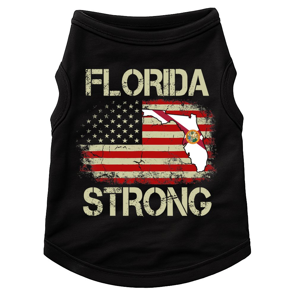 Florida Strong Hurricane Ian Support Florida Vintage American US Flag Doggie Tank