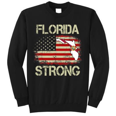 Florida Strong Hurricane Ian Support Florida Vintage American US Flag Sweatshirt