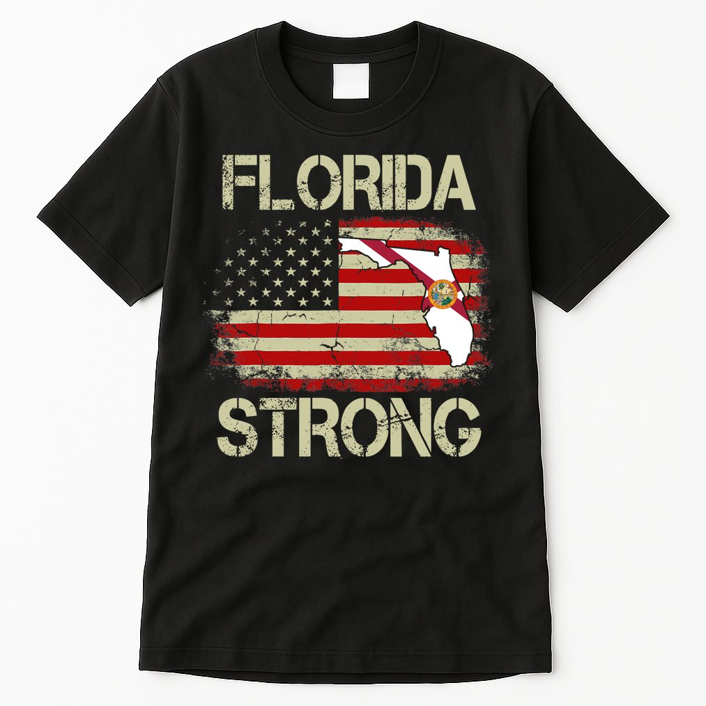 Florida Strong Hurricane Ian Support Florida Vintage American US Flag Tall T-Shirt