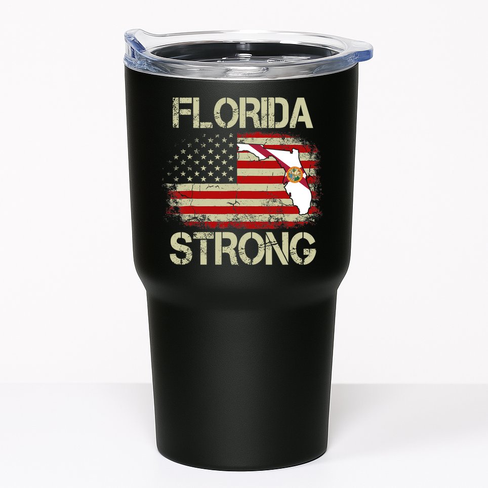 Florida Strong Hurricane Ian Support Florida Vintage American US Flag Tumbler