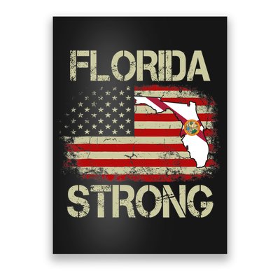 Florida Strong Hurricane Ian Support Florida Vintage American US Flag Poster
