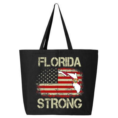 Florida Strong Hurricane Ian Support Florida Vintage American US Flag 25L Jumbo Tote