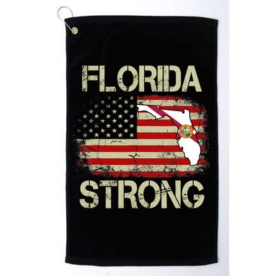 Florida Strong Hurricane Ian Support Florida Vintage American US Flag Golf Towel