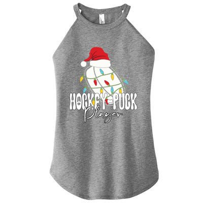 Funny Santas Hat HockeyPuck Player Christmas Soccer Gift Women’s Perfect Tri Rocker Tank