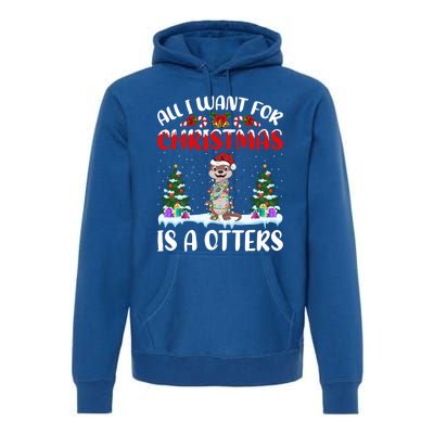 Funny Santa Hat All I Want For Christmas Is A Otters Gift Premium Hoodie