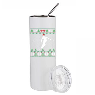 Funny Santa Hat Skiing Uglr Chritmas Sweater Gifts Stainless Steel Tumbler