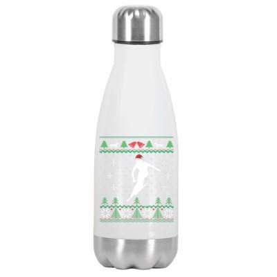 Funny Santa Hat Skiing Uglr Chritmas Sweater Gifts Stainless Steel Insulated Water Bottle