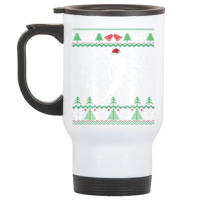 Funny Santa Hat Skiing Uglr Chritmas Sweater Gifts Stainless Steel Travel Mug