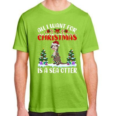 Funny Santa Hat All I Want For Christmas Is A Sea Otter Gift Adult ChromaSoft Performance T-Shirt