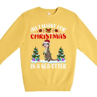 Funny Santa Hat All I Want For Christmas Is A Sea Otter Gift Premium Crewneck Sweatshirt