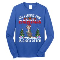 Funny Santa Hat All I Want For Christmas Is A Sea Otter Gift Long Sleeve Shirt