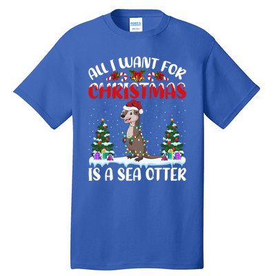 Funny Santa Hat All I Want For Christmas Is A Sea Otter Gift Tall T-Shirt