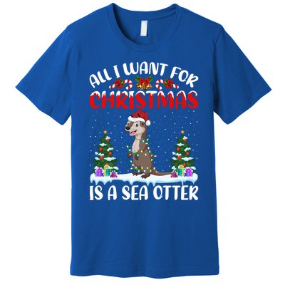 Funny Santa Hat All I Want For Christmas Is A Sea Otter Gift Premium T-Shirt