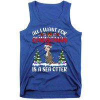 Funny Santa Hat All I Want For Christmas Is A Sea Otter Gift Tank Top