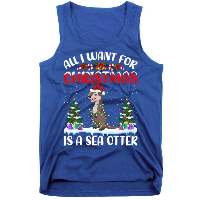 Funny Santa Hat All I Want For Christmas Is A Sea Otter Gift Tank Top