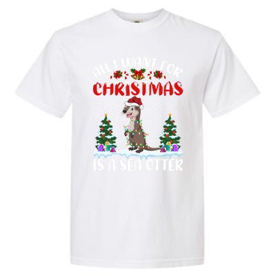 Funny Santa Hat All I Want For Christmas Is A Sea Otter Gift Garment-Dyed Heavyweight T-Shirt