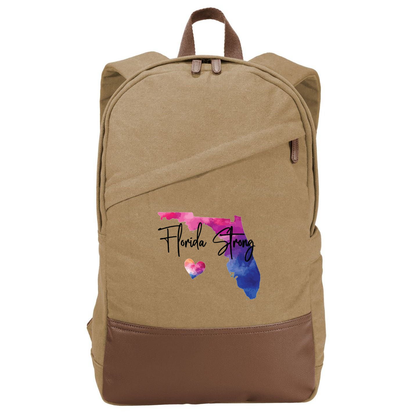 Florida Strong Hurricane Helene Cotton Canvas Backpack