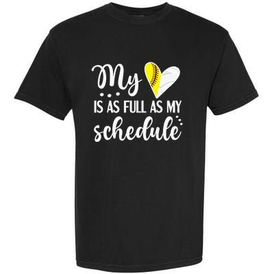 Full Schedule & Heart Proud Volleyball Softball Player Mom Garment-Dyed Heavyweight T-Shirt