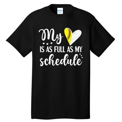 Full Schedule & Heart Proud Volleyball Softball Player Mom Tall T-Shirt