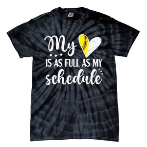 Full Schedule & Heart Proud Volleyball Softball Player Mom Tie-Dye T-Shirt