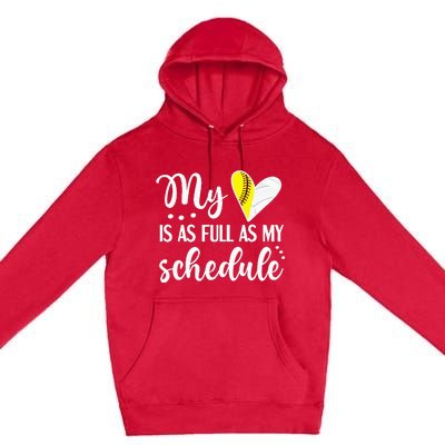 Full Schedule & Heart Proud Volleyball Softball Player Mom Premium Pullover Hoodie