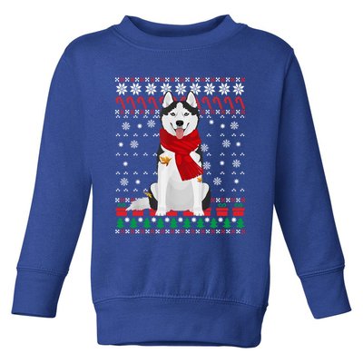 Funny Siberian Husky Ugly Christmas Sweater Husky Christmas Gift Toddler Sweatshirt