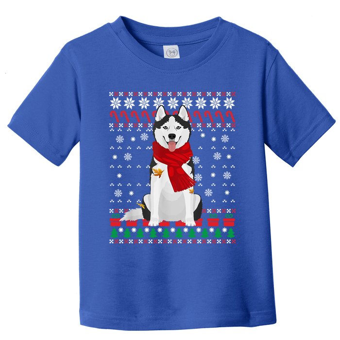 Funny Siberian Husky Ugly Christmas Sweater Husky Christmas Gift Toddler T-Shirt