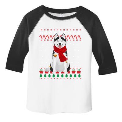 Funny Siberian Husky Ugly Christmas Sweater Husky Christmas Gift Toddler Fine Jersey T-Shirt