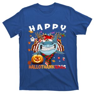 Funny Shark Halloween Christmas Shark Happy Hallothanksmas Gift T-Shirt