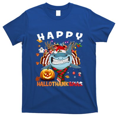 Funny Shark Halloween Christmas Shark Happy Hallothanksmas Gift T-Shirt