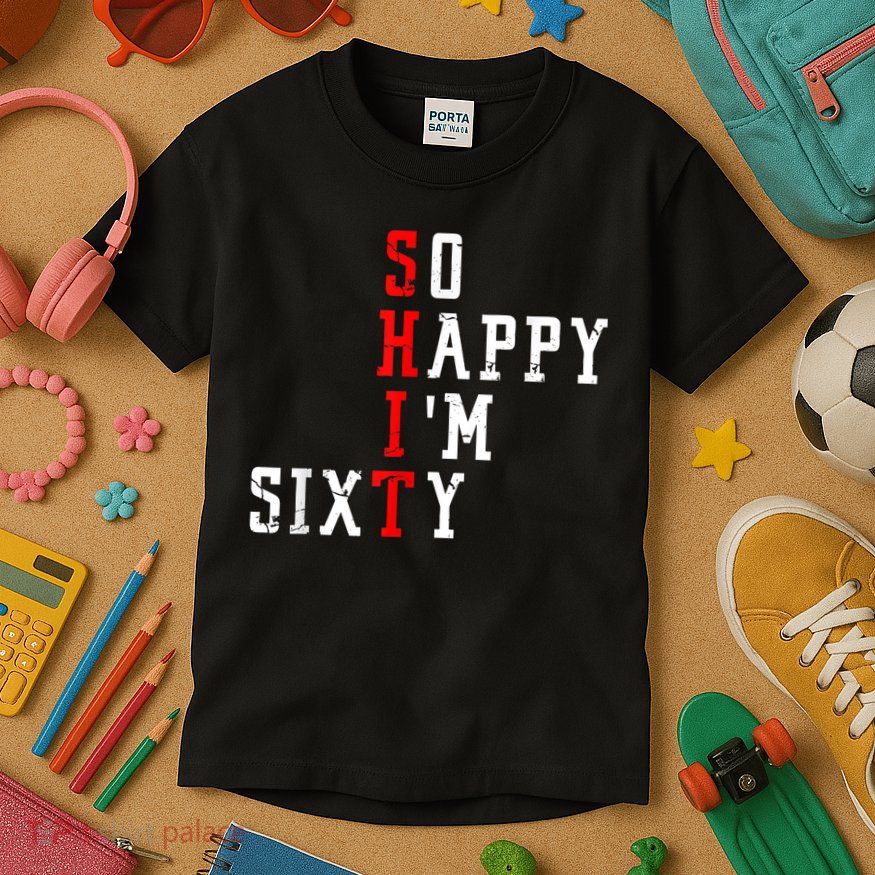 Funny So Happy I Am Sixty Shit 60th Birthday Born In 1962 Kids T-Shirt