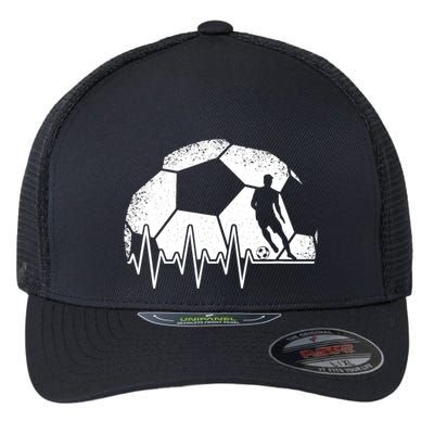 Funny Soccer Heartbeat Soccer Player Flexfit Unipanel Trucker Cap