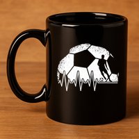 Funny Soccer Heartbeat Soccer Player 11oz C Handle Ceramic Mug