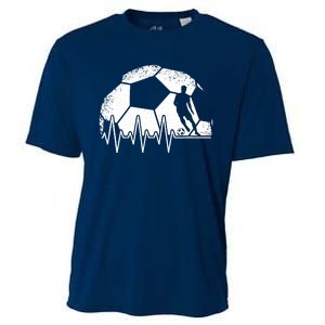 Funny Soccer Heartbeat Soccer Player Cooling Performance Crew T-Shirt