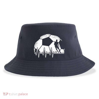 Funny Soccer Heartbeat Soccer Player Sustainable Bucket Hat