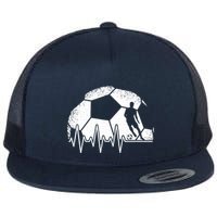Funny Soccer Heartbeat Soccer Player Flat Bill Trucker Hat