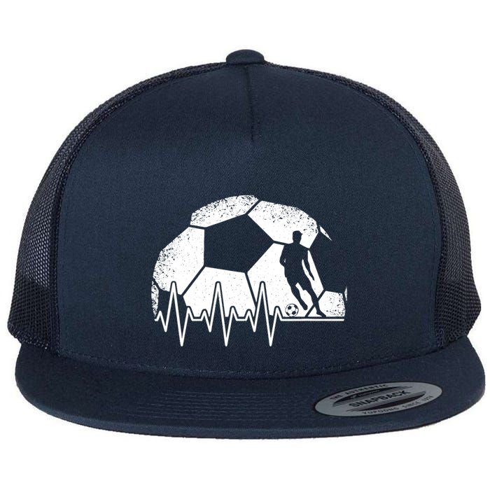 Funny Soccer Heartbeat Soccer Player Flat Bill Trucker Hat