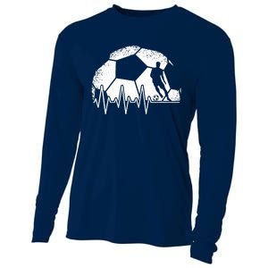 Funny Soccer Heartbeat Soccer Player Cooling Performance Long Sleeve Crew