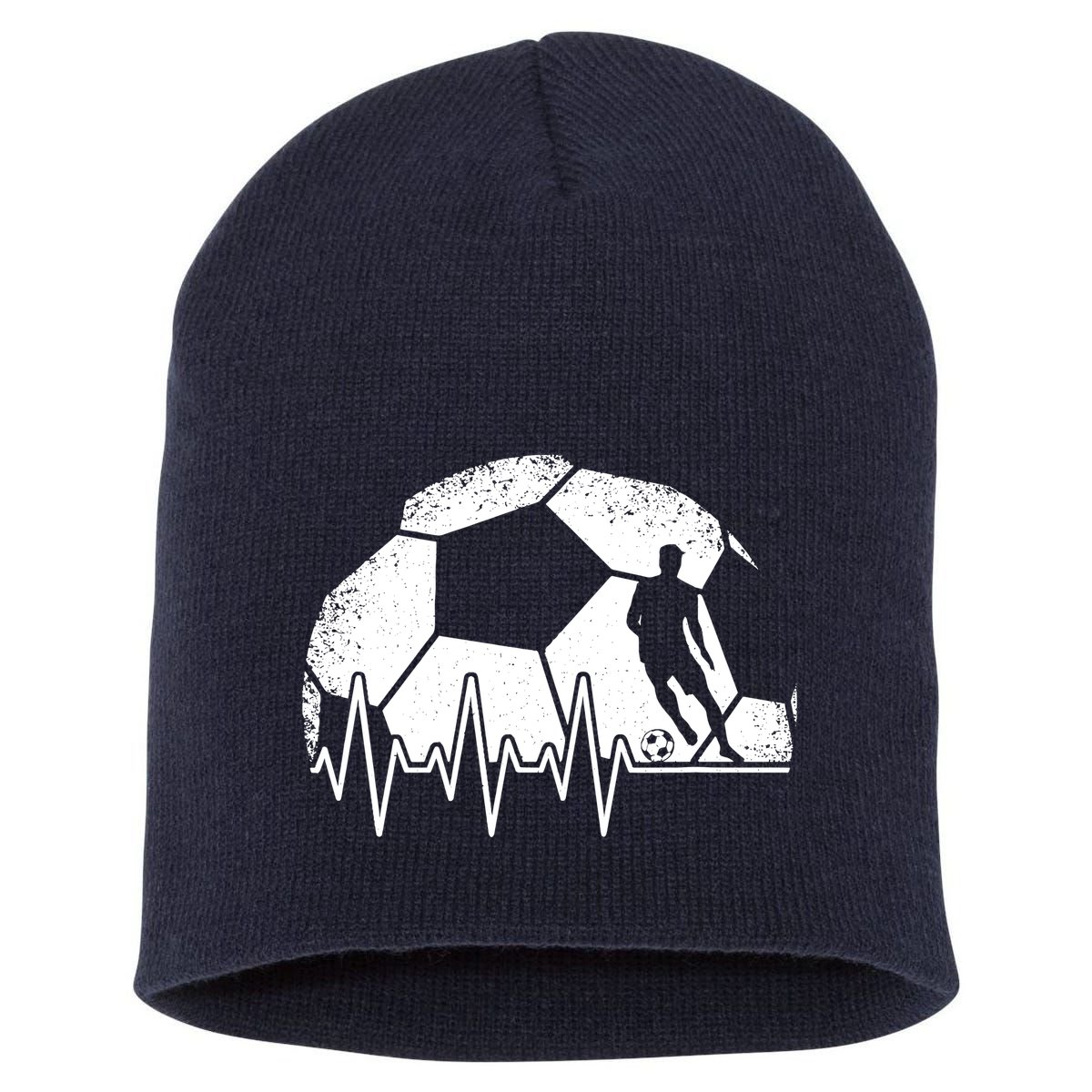 Funny Soccer Heartbeat Soccer Player Short Acrylic Beanie