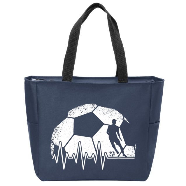 Funny Soccer Heartbeat Soccer Player Zip Tote Bag